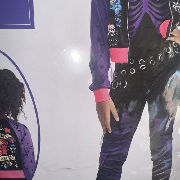 Zombie Punk Halloween Costume Girls size 8-10 Med 2 piece pink purple black - Picture 3 of 5